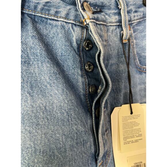 NWT Levi's 501 High-rise Straight women's Distressed button fly jeans Size 31/30 - Picture 4 of 11